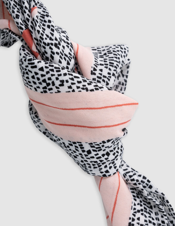 Foulard carré noir imprimé graphique fille-3
