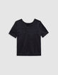 Pull noir tricot fin réversible devant dos-5