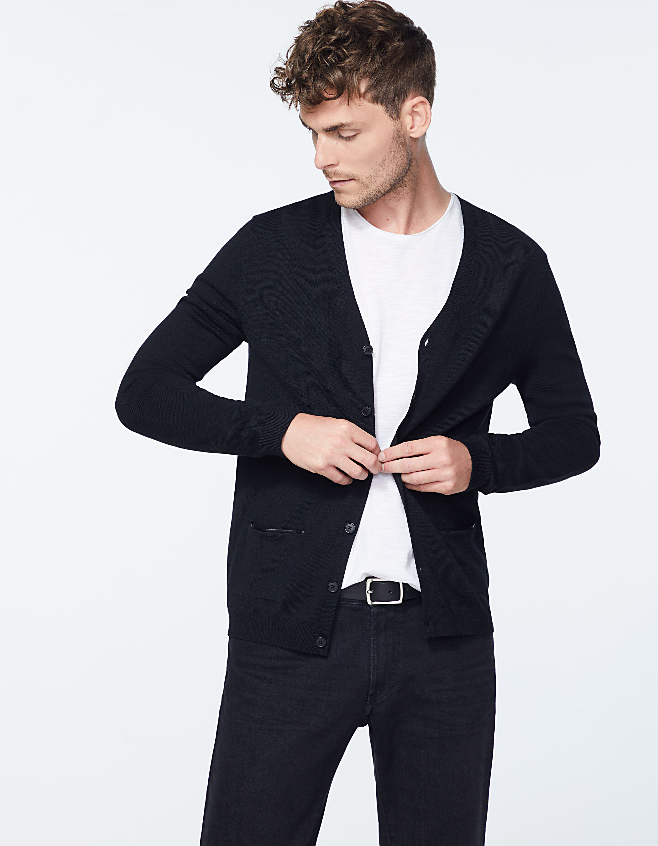Mens black outlet cardigan with pockets
