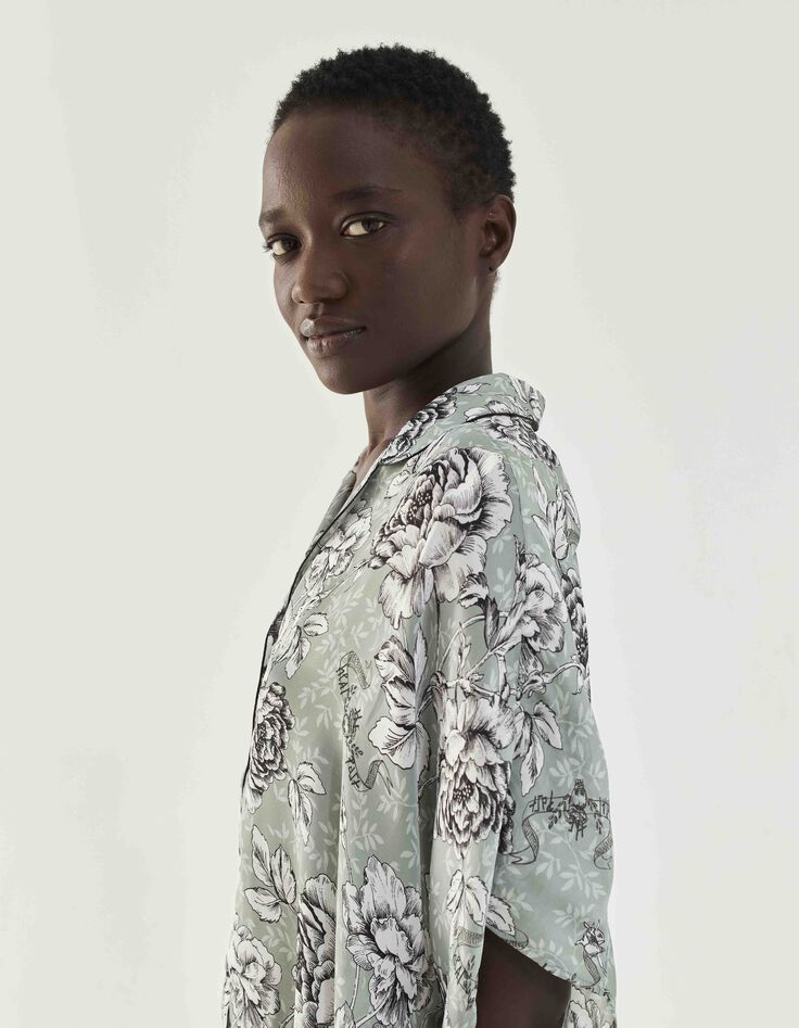 Chemise loose recyclé imprimé floral vintage femme-2