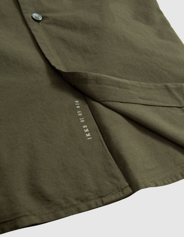 Men&rsquo;s khaki organic cotton voile SLIM shirt-4