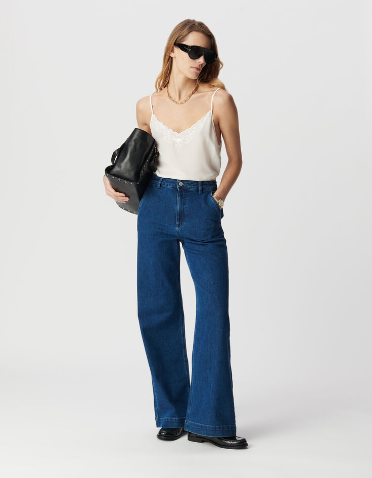 Jean large bleu moyen Femme-1