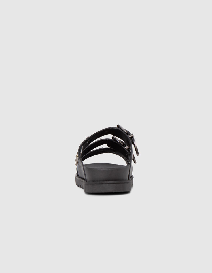 Mules noires triple bride western rock Femme-3