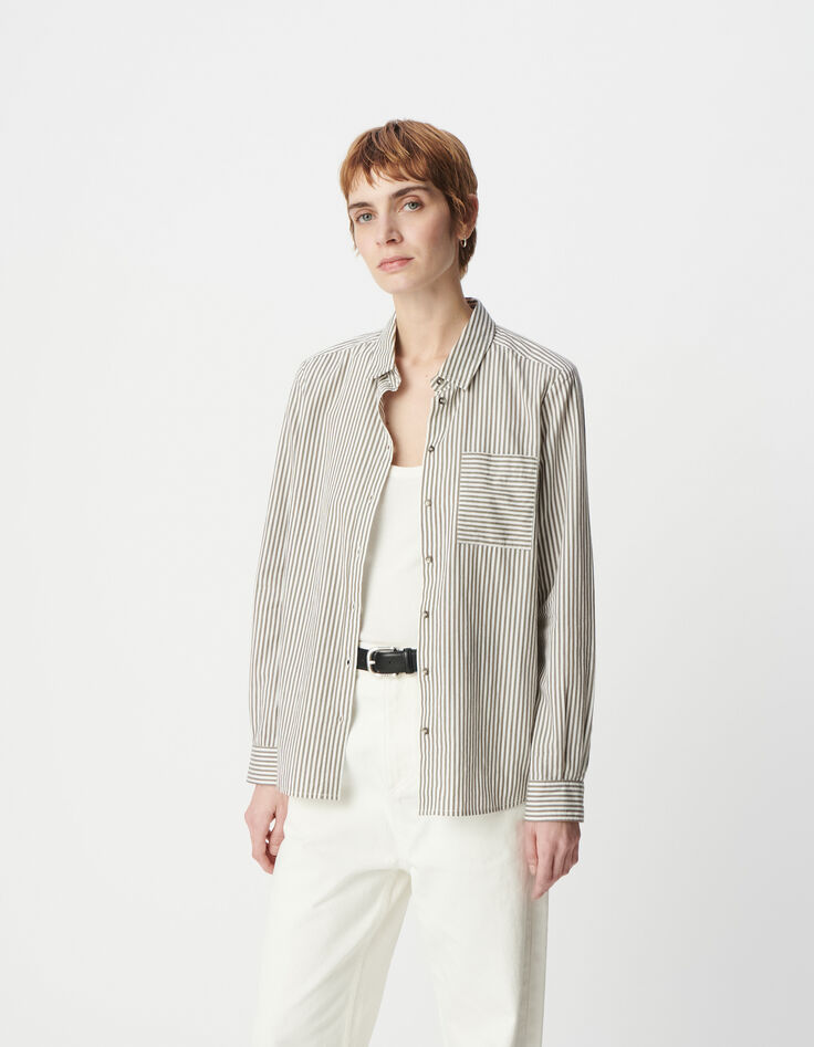Chemise coton bio rayures gris clair Femme-2