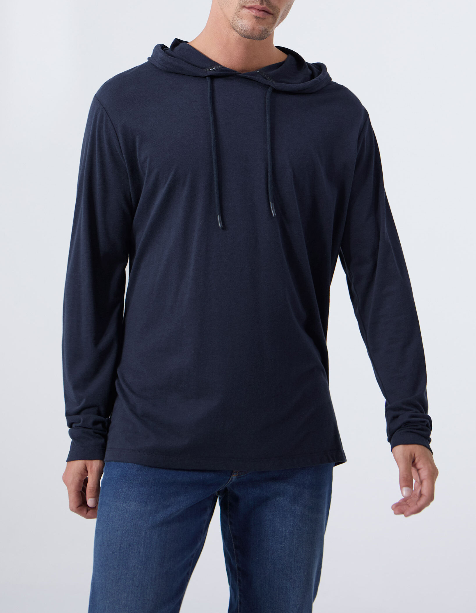 Men s blue organic hooded t shirt