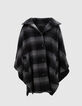 Oversized grijze geruite cape voor dames-4