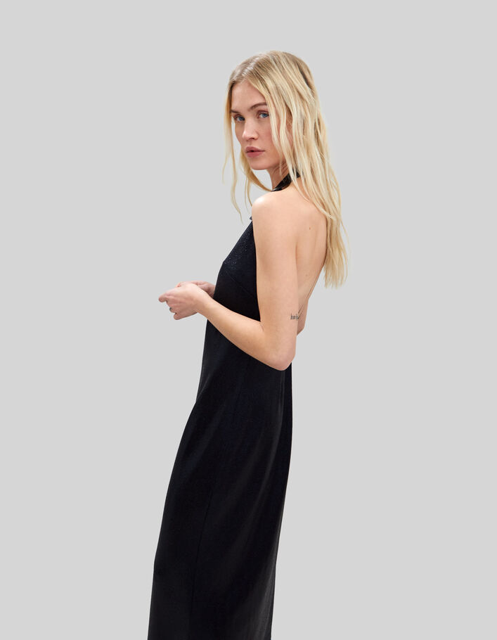 Pure Edition–Women’s black lurex knit backless long dress - IKKS