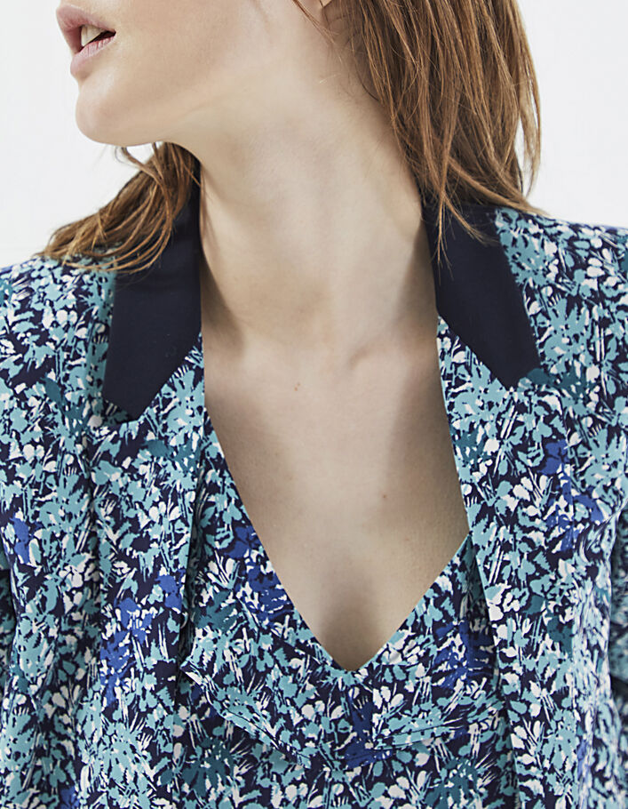 Women’s Sea Flowers print suit jacket + contrasting collar-4