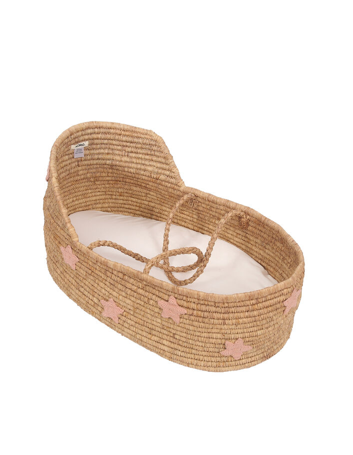 NORO pink embroidered star Moses basket + cotton mattress - IKKS