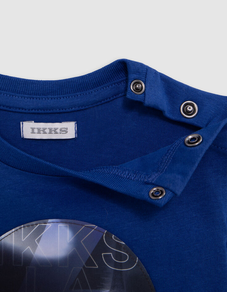 Camiseta algodón orgánico azul lenticular bebé niño-6