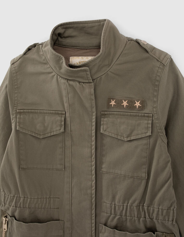 Girls' khaki safari jacket with XL embroidered back - IKKS