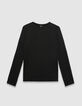 Camiseta manga larga negra algodón flameado hombre-6