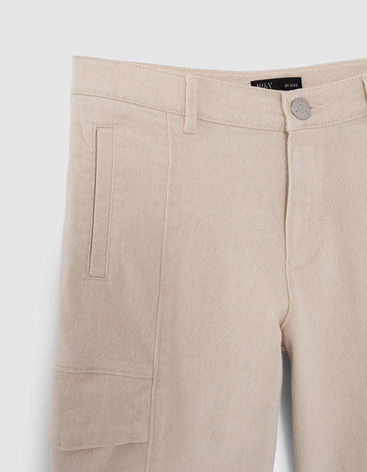 Cremewei&szlig;e RELAXED-Jungenbermudas mit Cargotaschen-2