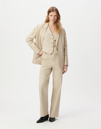 Veste de tailleur beige motif rayures tennis Femme - IKKS