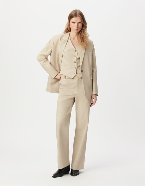 Veste de tailleur beige motif rayures tennis Femme - IKKS