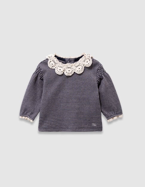 Marine blouse pied-de-poule kanten kraag babymeisjes - IKKS