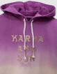 Sweat à capuche violet effet deep dye à message fille-4