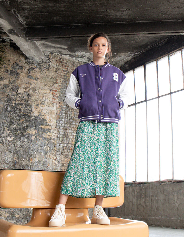 Violet en wit baseballjack Collegestijl meisjes-8
