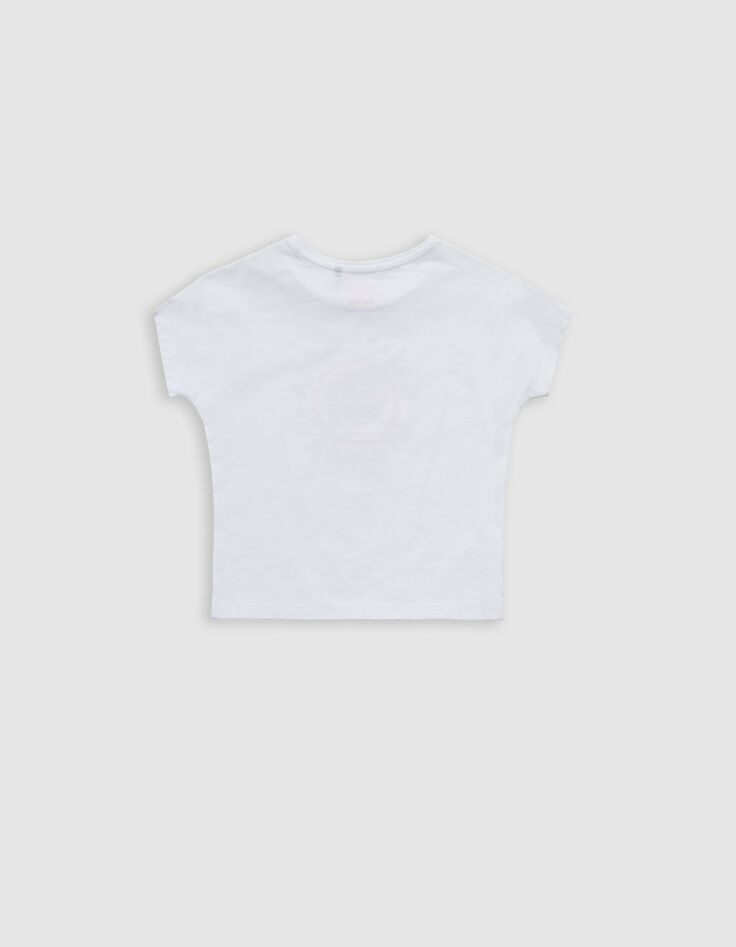 T-shirt blanc coton bio palmiers HOT WHEELS x IKKS fille-5