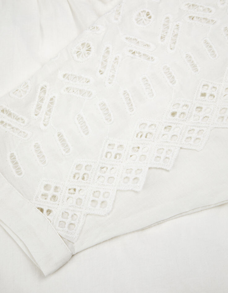 Blusa blanca de encaje para mujer-7