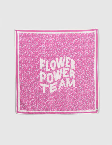 Chèche carré rose imprimé fleurs fille - IKKS
