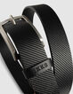 Ceinture noire cuir embossé rayures Homme-4
