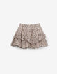 Jupe beige asymétrique imprimé fleurs à volants en viscose ecovero® fille-3
