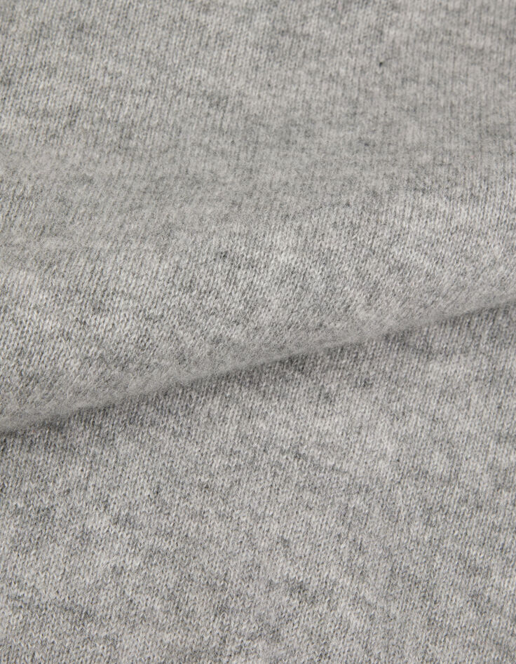 Pull &agrave; capuche gris tricot 100% cachemire Femme-8