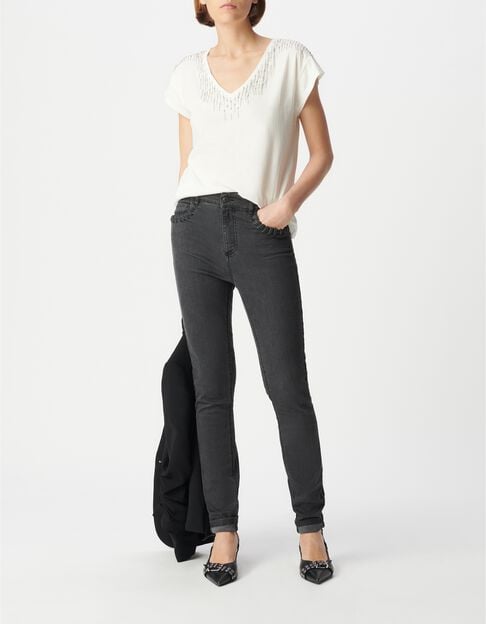 Powerstretch grey slim jeans with lace-up pockets Women - IKKS