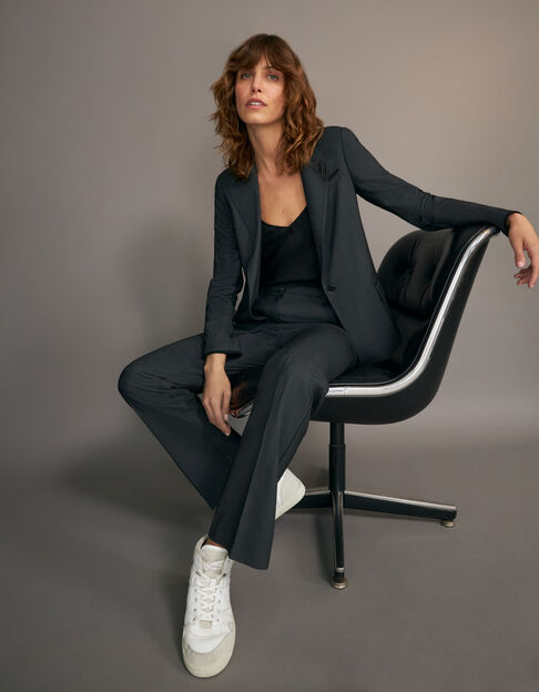 Women’s black semi-plain jacquard suit jacket