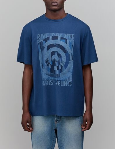 T-shirt cobalt visuel graphique Homme - IKKS