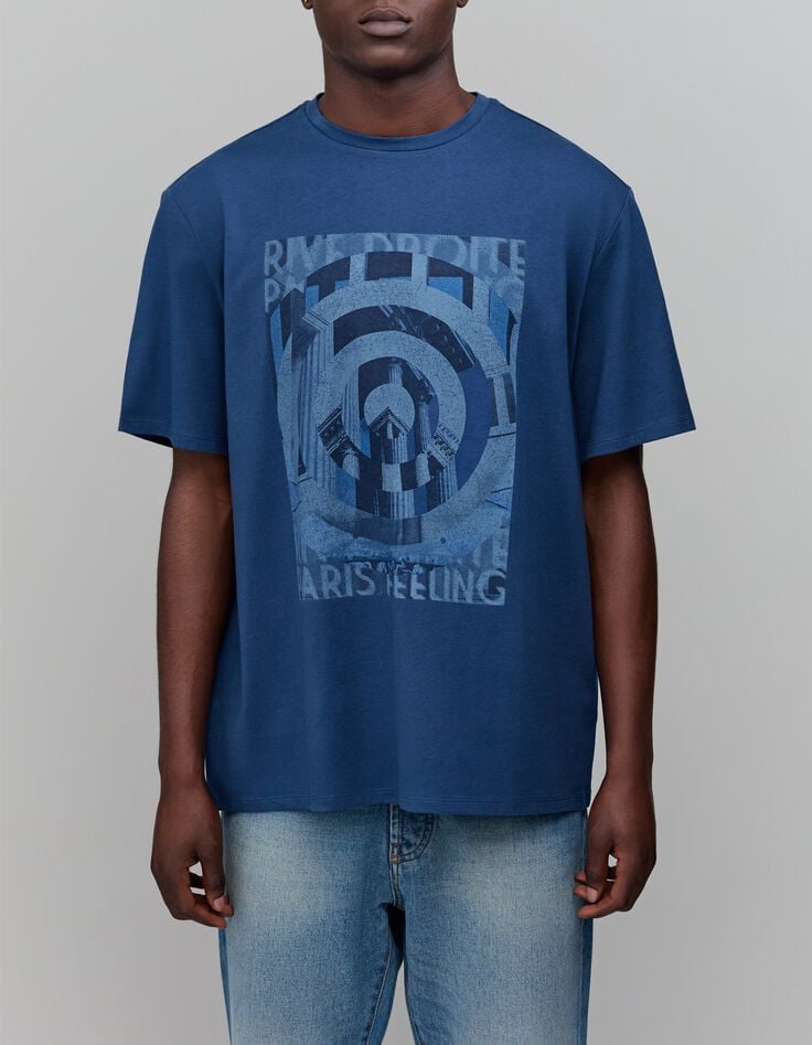 T-shirt cobalt visuel graphique Homme-1