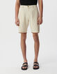 Men’s beige linen and cotton Bermudas-2