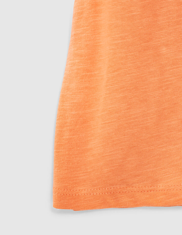 T-shirt abricot Essentiel brodé en coton bio fille-5