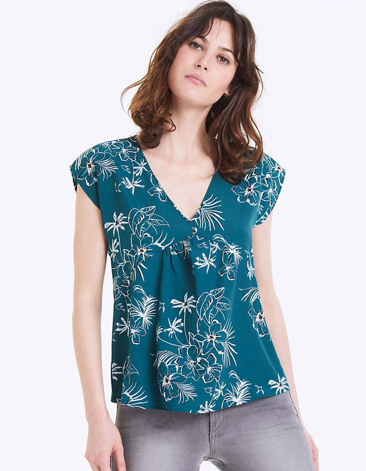 Top en crêpe imprimé palm jungle femme-2