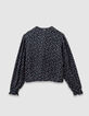 Zwarte blouse print miniroosjes meisjes-6