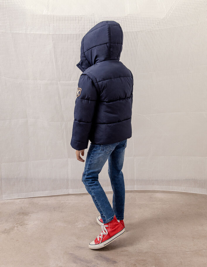 Boys' navy fur-lined hooded padded jacket-2
