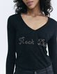 Women’s black Ecovero® viscose T-shirt with bead slogan-2