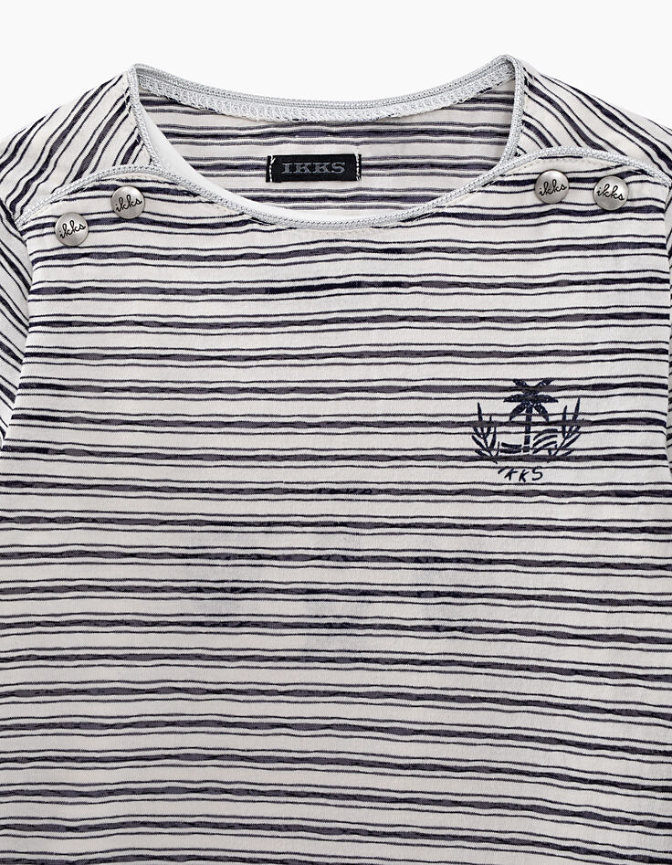 2-in-1-Mädchen-T-Shirt mit Streifen und Top mit Stickerei-4