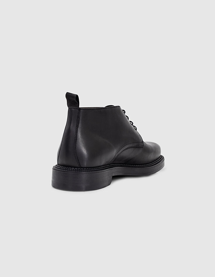 Men’s black high-top leather Derby shoes-3