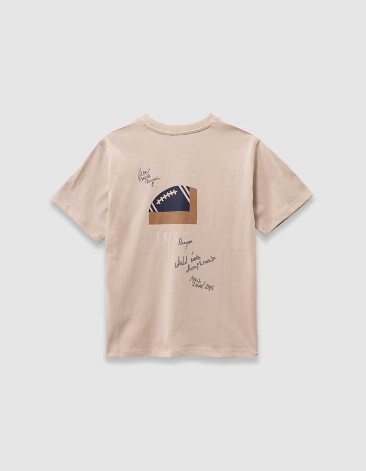 Beige T-shirt biokatoen zak maxi opdruk rug jongens-6
