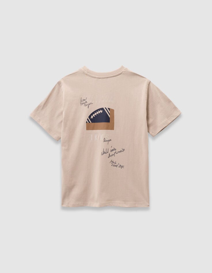 Beige T-shirt biokatoen zak maxi opdruk rug jongens-6 Beige T-shirt biokatoen zak maxi opdruk rug jongens-6