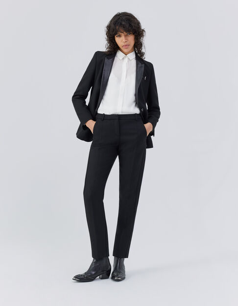 Pure Edition pantalón de traje negro y franja cuero mujer