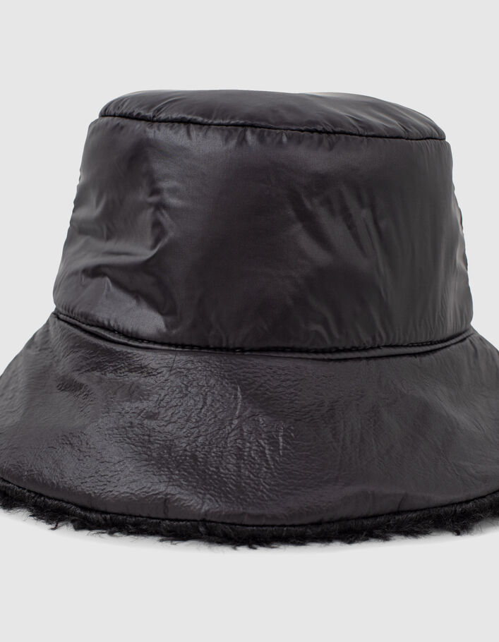 Women’s black nylon and faux sheepskin reversible sunhat - IKKS