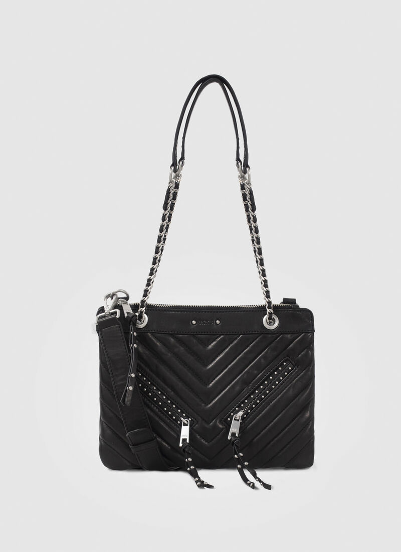 Zwarte leren etuitas 1440 Reporter Rock met studs Dames