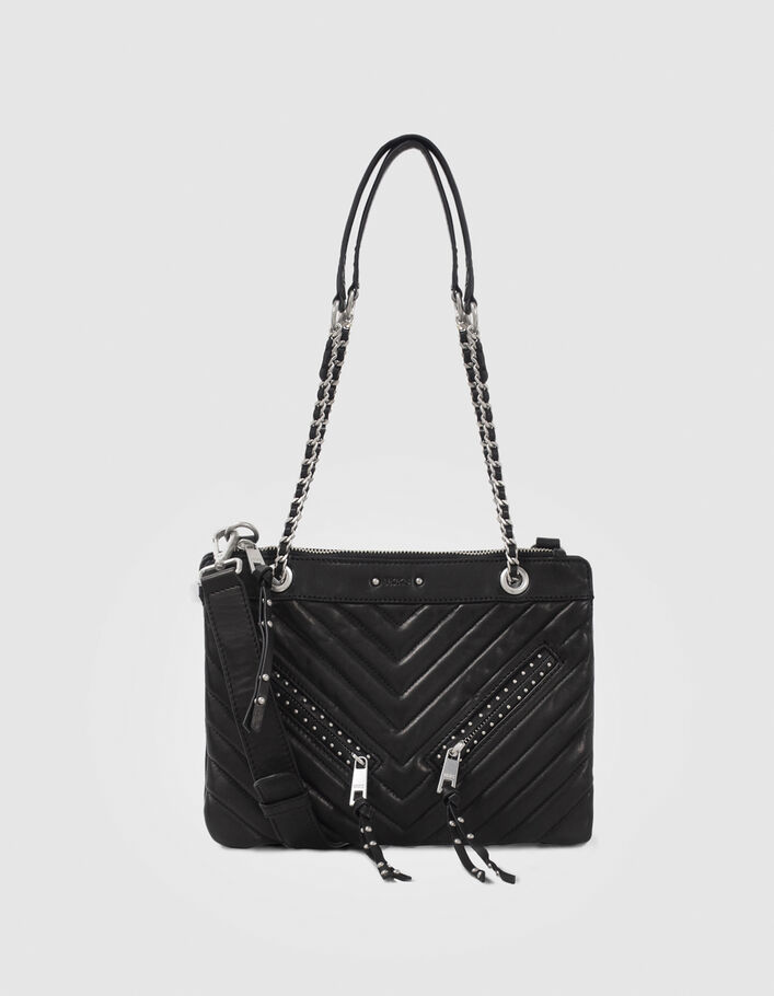 Zwarte leren etuitas 1440 Reporter Rock met studs Dames-1