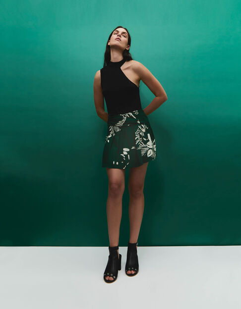Pure Edition – Women’s green Jungle Vibe print short skirt