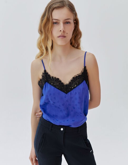 Women’s blue lingerie-style top with skull motif