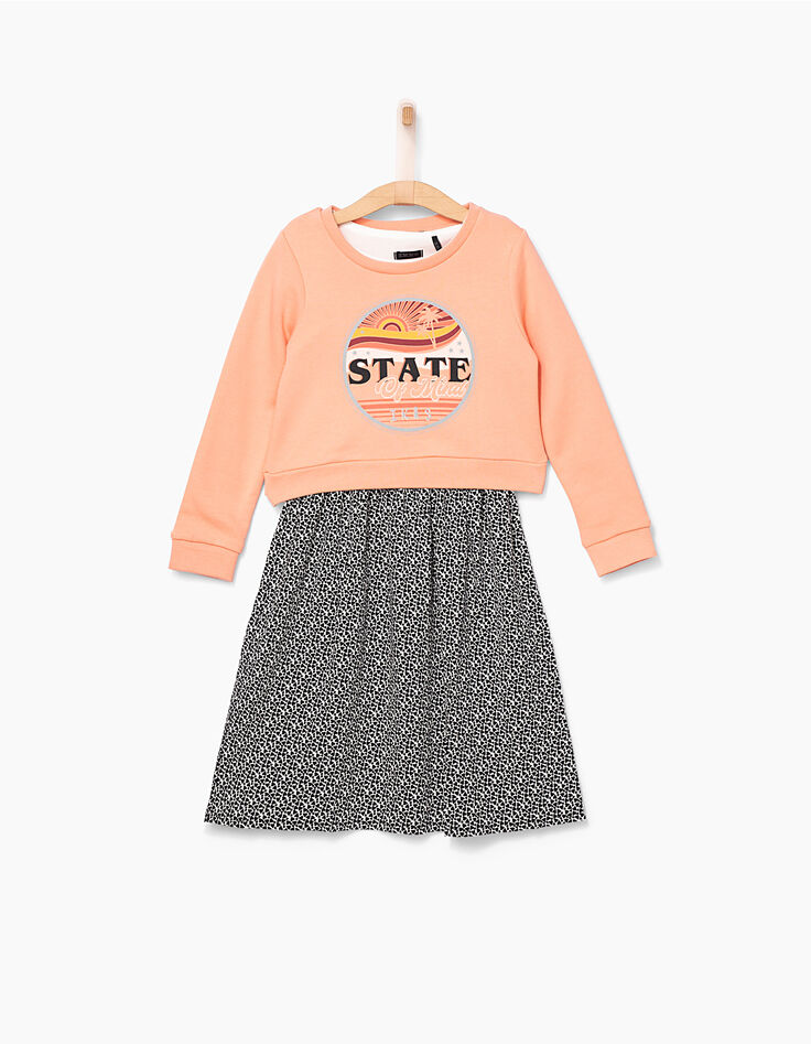 Robe 2 en 1 avec sweat pêche State of mind fille-3