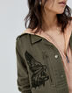 Damen-Safarijacke, Khaki, schwarzes Schmetterlingsmotiv-5
